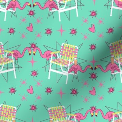 Lawn Chairs and Flamingos- Mint