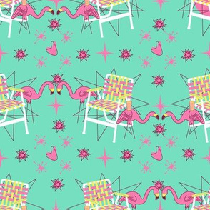 Lawn Chairs and Flamingos- Mint