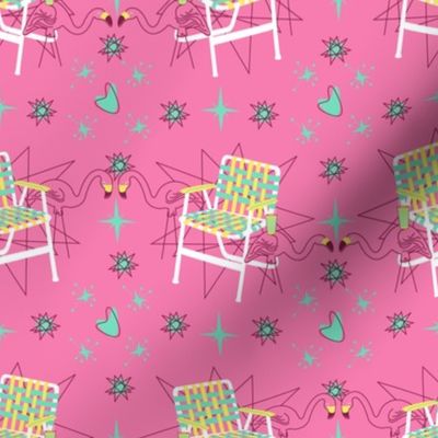 Lawn Chairs and Flamingos- Pink