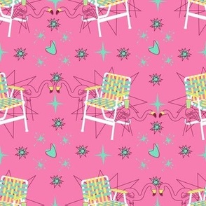 Lawn Chairs and Flamingos- Pink