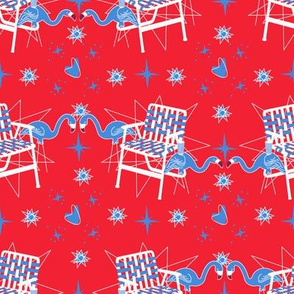 Patriotic Flamingos-Red