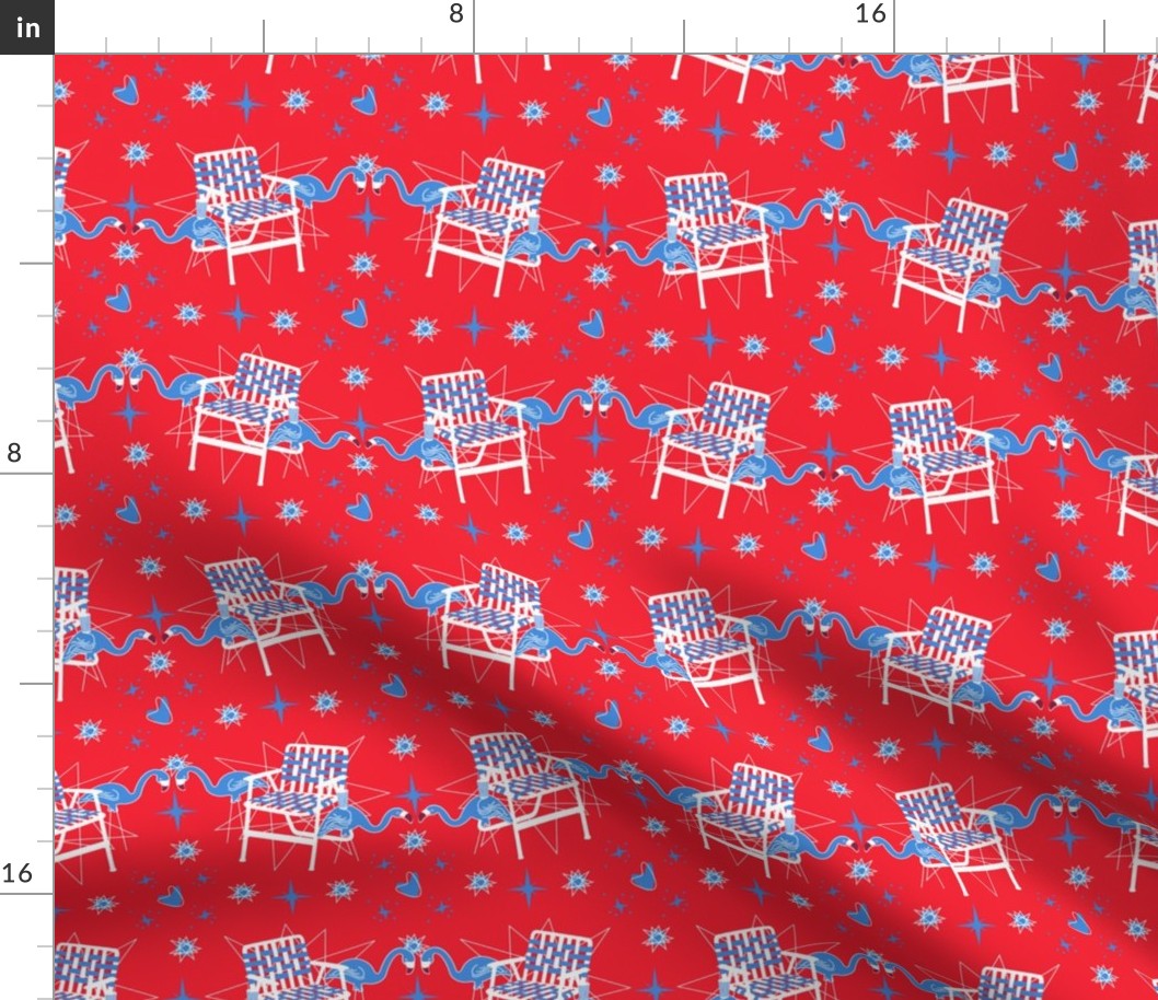 Patriotic Flamingos-Red