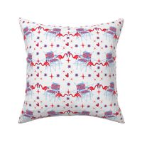 Patriotic Flamingos-White