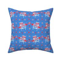 Patriotic Flamingos-Blue