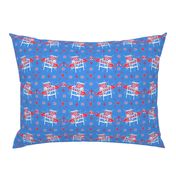 Patriotic Flamingos-Blue