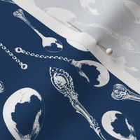 Antique Spoons on Navy Blue // Small 