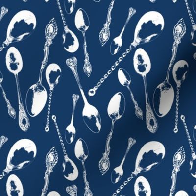 Antique Spoons on Navy Blue // Small 