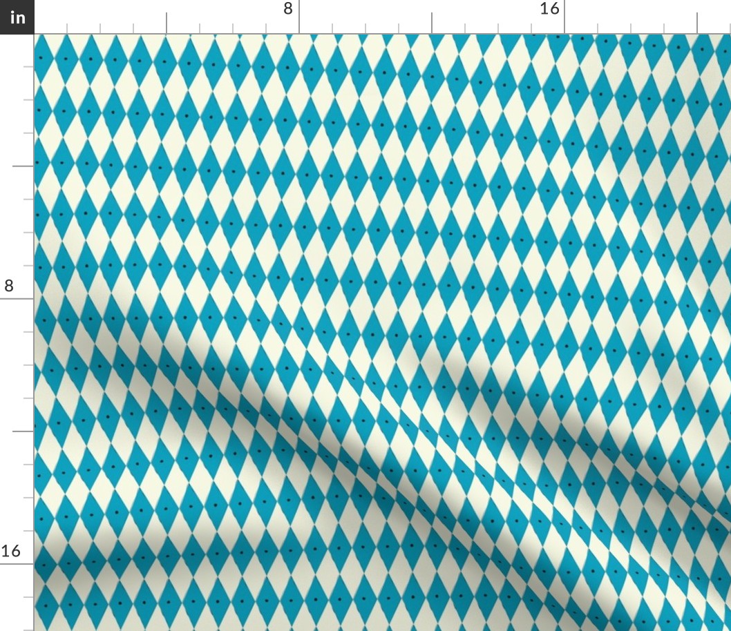 1950s turquoise Harlequin print & small dots