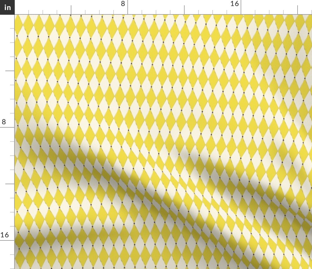 1950s yellow Harlequin print & small dots