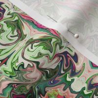 BNS4 - Marbled Mystery Tapestry in Greens - Mauve - Pastel Peach - Maroon