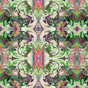 BNS4 - Marbled Mystery Tapestry in Greens - Mauve - Pastel Peach - Maroon