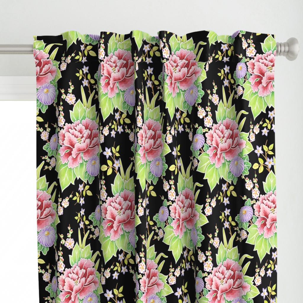 Kimono Bouquet Chintz Black