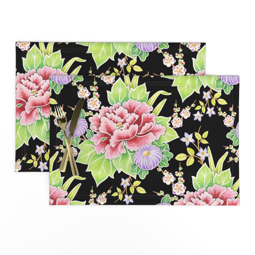 Kimono Bouquet Chintz Black