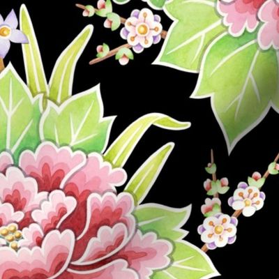 Kimono Bouquet Chintz Black