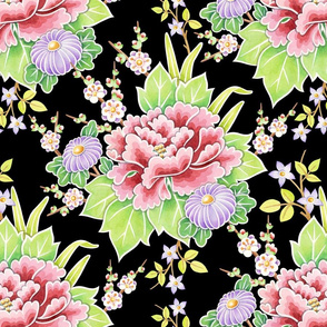 Kimono Bouquet Chintz Black