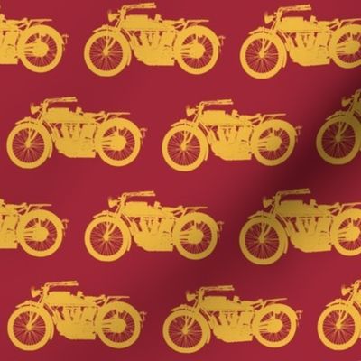 Antique Motorcycles - Red & Gold