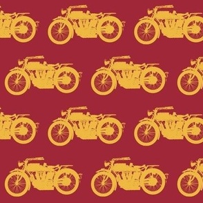 Antique Motorcycles - Red & Gold