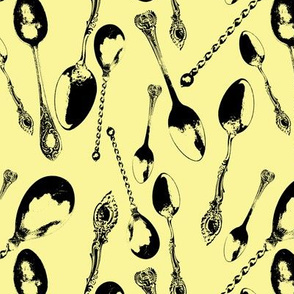 Antique Spoons on Yellow // Large 