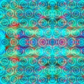 Pattern of circles on a rainbow background