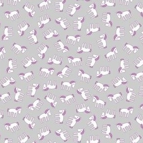 Ponies - white & lilac on grey