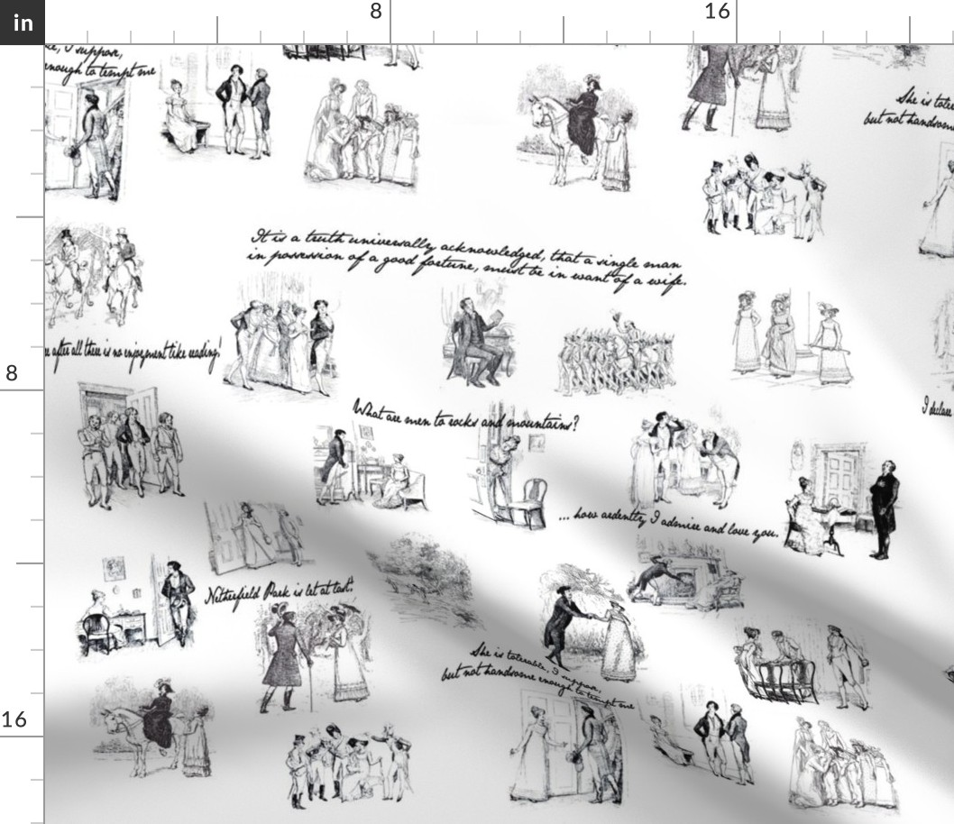 Pride and Prejudice Toile Black