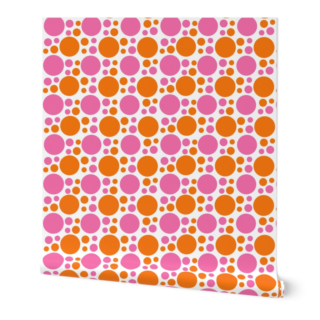  Hot Pink Orange Coral Polka Dot Circle Geometric Design 