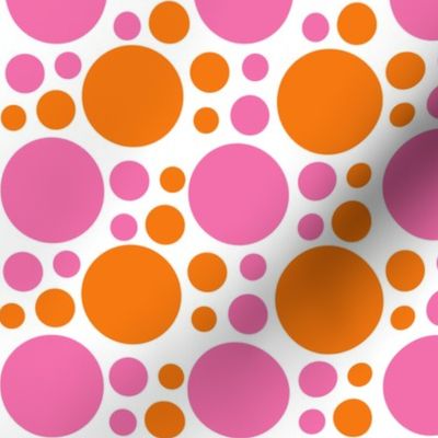  Hot Pink Orange Coral Polka Dot Circle Geometric Design 