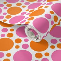  Hot Pink Orange Coral Polka Dot Circle Geometric Design 