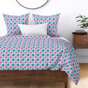  Hot Pink Turquoise Teal Blue Polka Dot Circle Geometric Design 