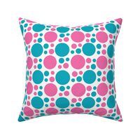  Hot Pink Turquoise Teal Blue Polka Dot Circle Geometric Design 