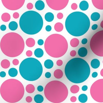  Hot Pink Turquoise Teal Blue Polka Dot Circle Geometric Design 