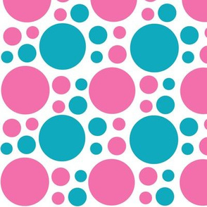  Hot Pink Turquoise Teal Blue Polka Dot Circle Geometric Design 