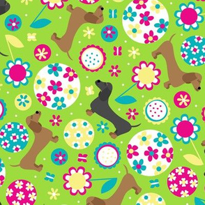 Dachsund Garden Party (Green)