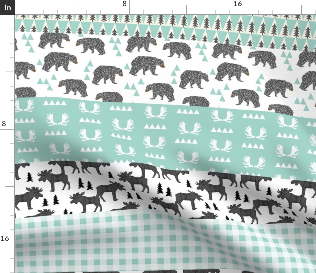 moose quilt // crib bedding baby cheater quilt wholecloth mint grey charcoal kids baby baby boy canada cute animals