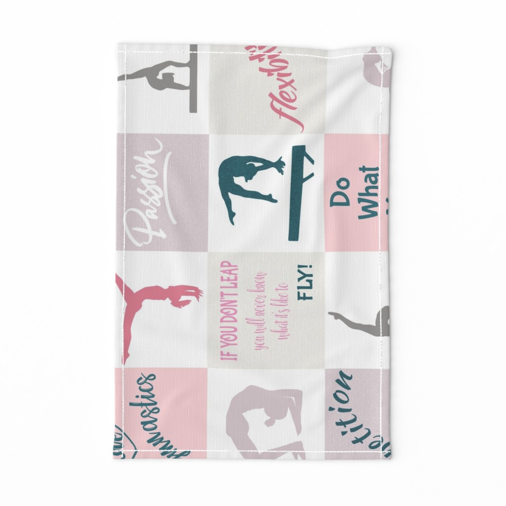  6.75" pink gymnastics cheater quilt - rotated