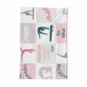  6.75" pink gymnastics cheater quilt - rotated