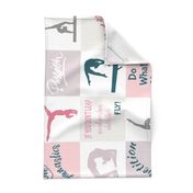  6.75" pink gymnastics cheater quilt - rotated