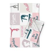  6.75" pink gymnastics cheater quilt - rotated