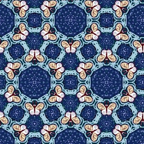 Royal and Sky Blue Hexagon Butterflies