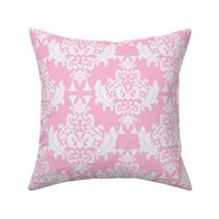 White on Pink Damask