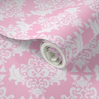 White on Pink Damask