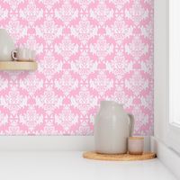 White on Pink Damask