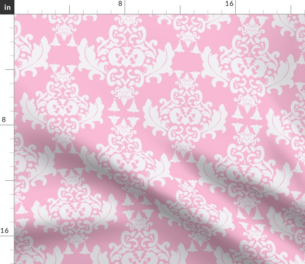 White on Pink Damask