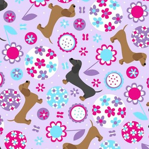 Dachshund Garden Party (Purple)