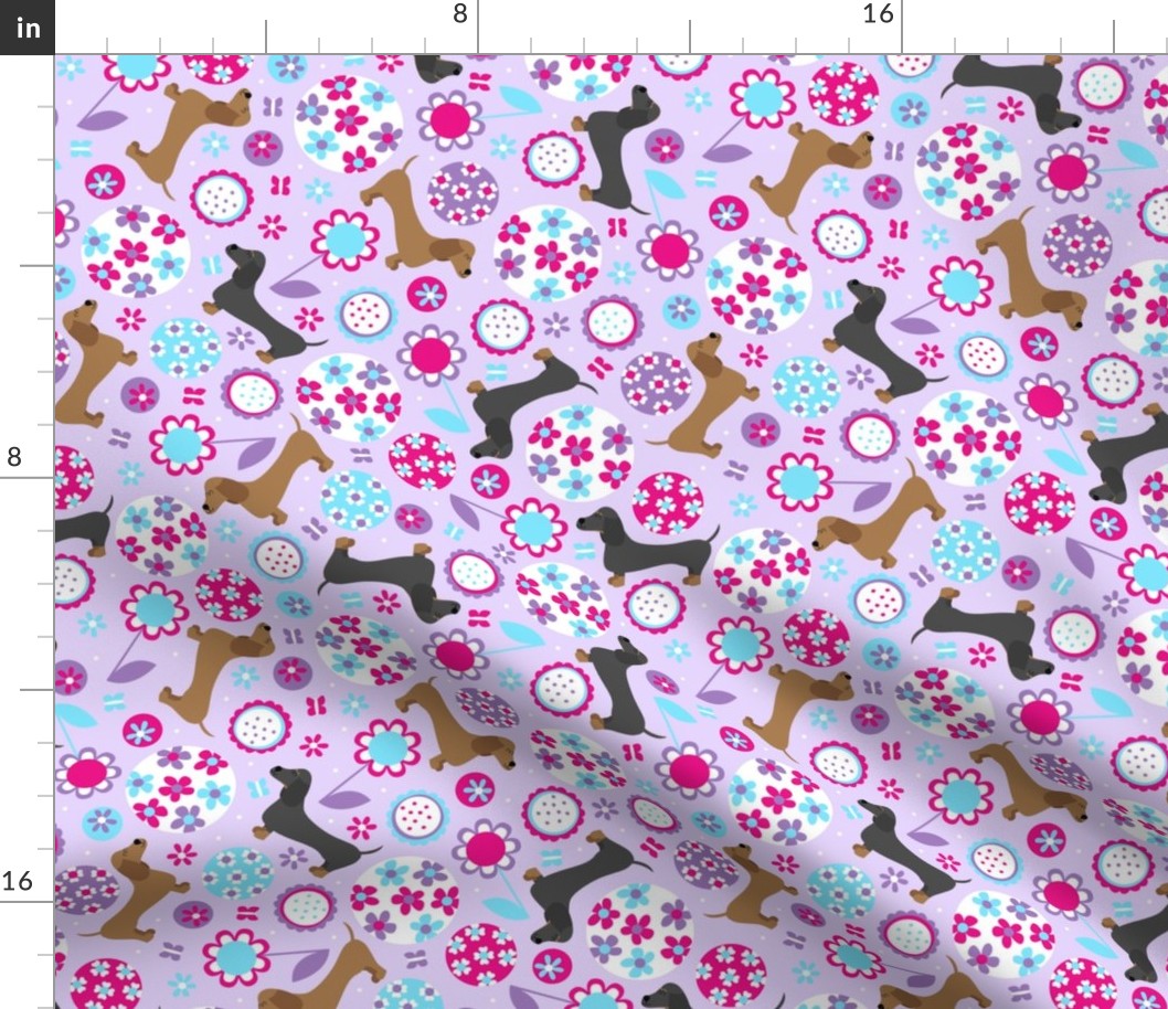 Dachshund Garden Party (Purple)