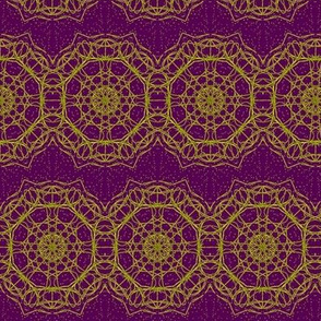 Gold Filigree Lace Ribbons On Crushed Grape