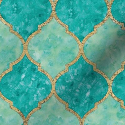 Turquoise Quatrefoil - Seamless - Medium