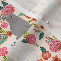 cats in flowers garden florals watercolor flowers florals spring cream cat lady cats fabric