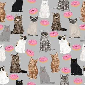 cats and donuts cat kitty kitten donut doughnuts cute cats grey sweet food print