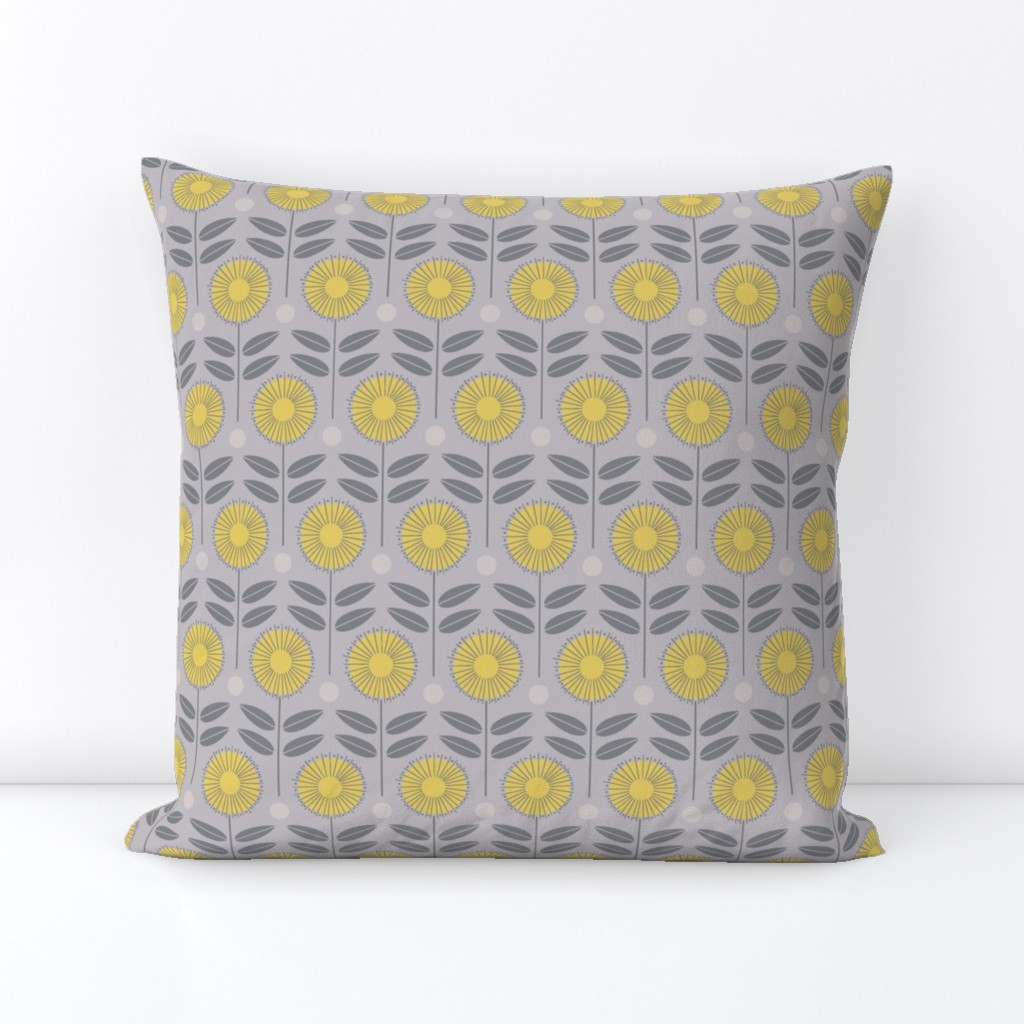 flower shower - gray and lemon yellow